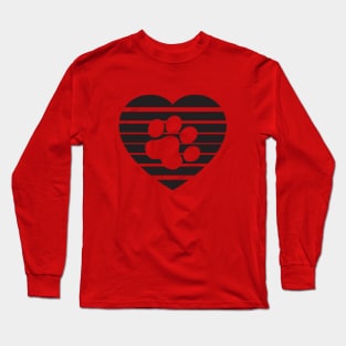 Cat Paw Heart Valentine - Black Long Sleeve T-Shirt